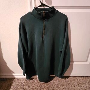 Pro Spirit Mens Medium Green 1/4 Zip Mock Neck Pullover Sweatshirt